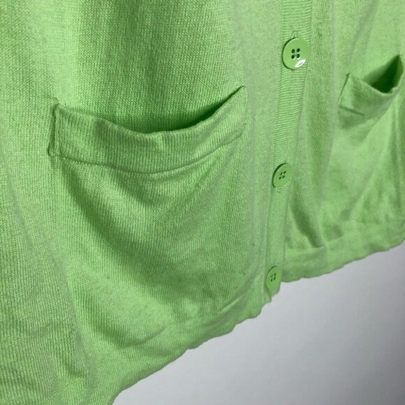 Old Navy Bright Lime Green Long Pocket Button Down Cardigan Cozy Sweater SIZE M - Picture 5 of 13